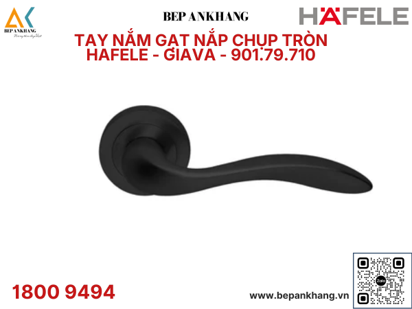 Tay nắm gạt nắp chụp tròn Hafele - GIAVA Màu Đen - 901.79.710